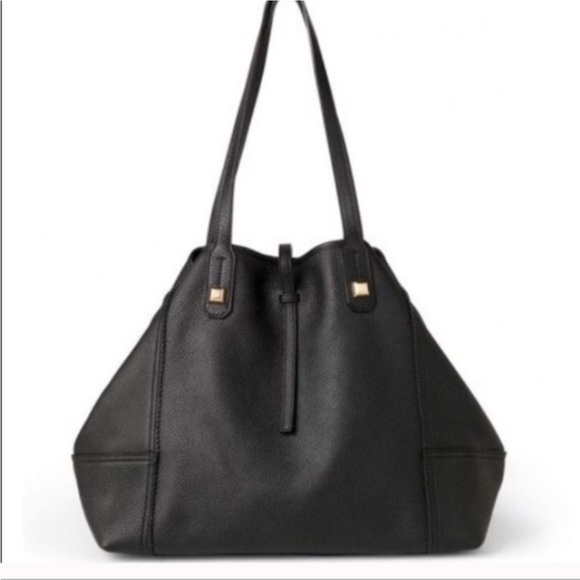 Stella & Dot Paris Market Black Leather Tote - Picture 5 of 12